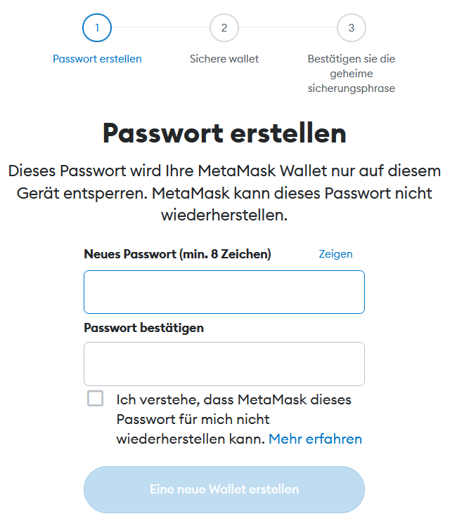 Plutus Abhebung - Software Wallet MetaMask Passwort